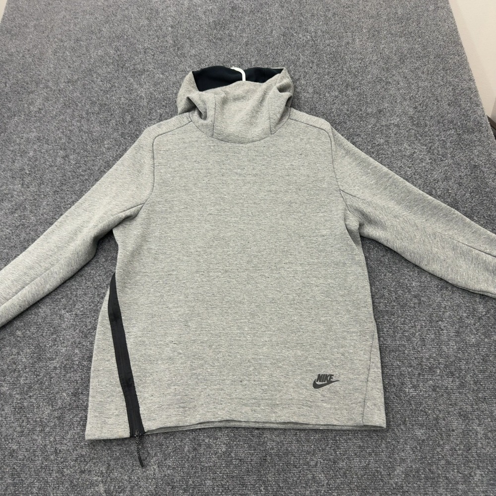Nike Hoodie Mens L Grey Cotton Blend Side Zip Funnel Neck Athleisure Style